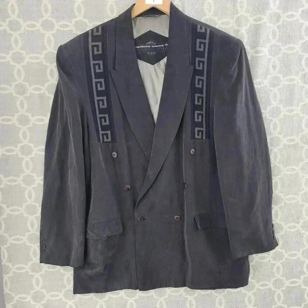 Bugatchi UOMO For Michael Jordan 100% Silk Gray Blazer Men's L